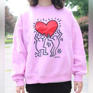 Keith Haring pink crewneck sweater